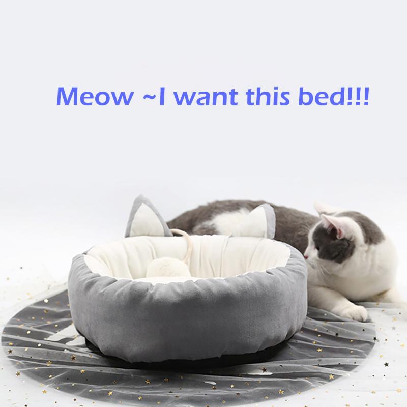 

Cute Cat Sleeping Bed Soft Winter Mat For Kitten Small Dog Home Warm Pet Beds House Funny Cats Cushion Washable Mats Pink Gray