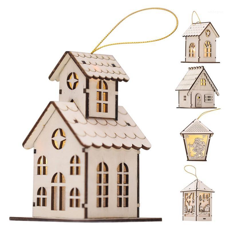 

Festival LED Light Wood House Christmas Tree Hanging Ornaments Holidayice Xmas Gift Wedding Decoration1