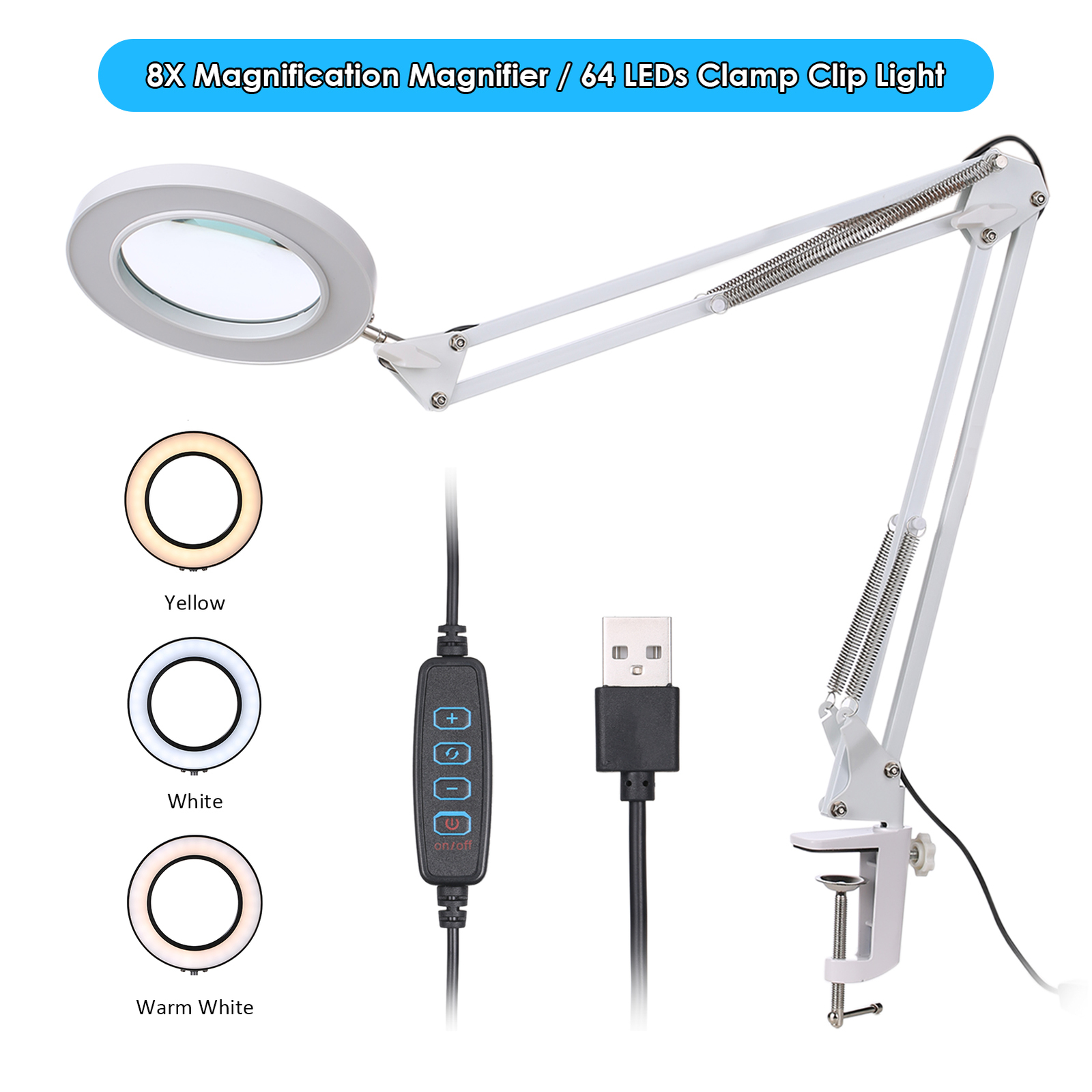 

2021 New Vip Link Led Magnifying Glass Foldable 5/8x Illuminated Magnifier T3co