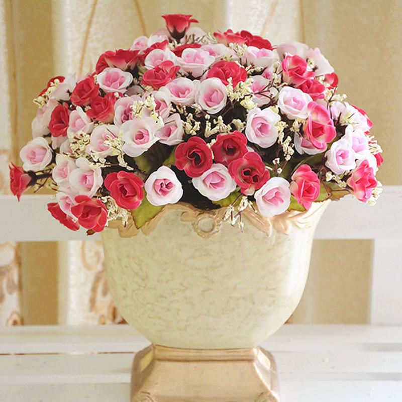 

Silk Flower Wedding Decoration Artificial Flowers Vivid Real Touch Roses Artificial Bride Banquet Home Decor 15 heads/bouquet, Orange