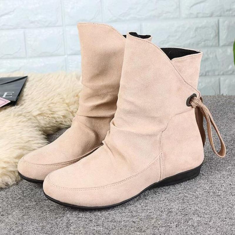 

MHYONS Autumn New Fashion Hidden Heel Boots Solid Color Versatile Boots Nice Look Bow Ribbon Shoes Women's Shoes, Red