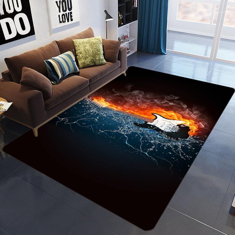 

Music Living room 3D printed carpet Guitar drum rug for kids room abstract flame carpet bedroom living anti-slip floor mat1