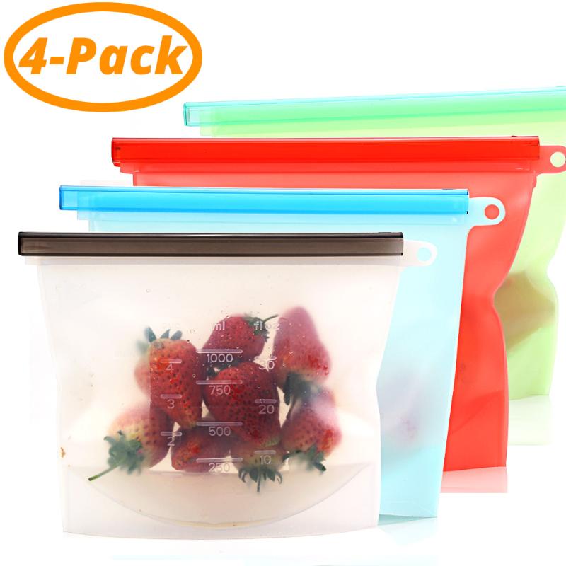 

Reusable Silicone Preservation Bag Airtight Seal Storage Container Versatile Kitchen Cooking Utensil (set of 2&4