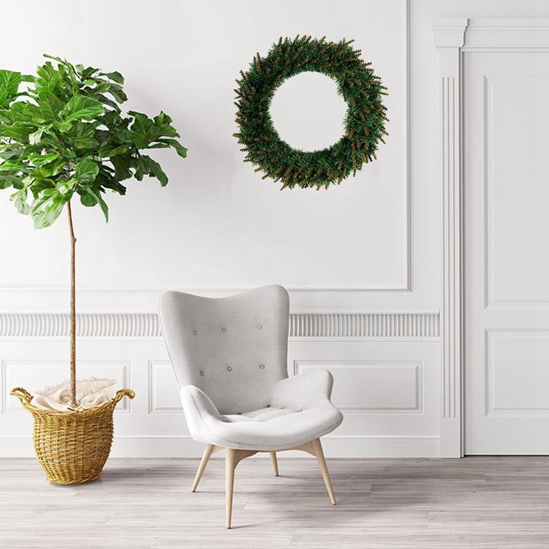 

Hot Christmas Artificial Pine Wreath Yellow Head Wreath for Home Christmas Party Decor Wall Door Window, Green