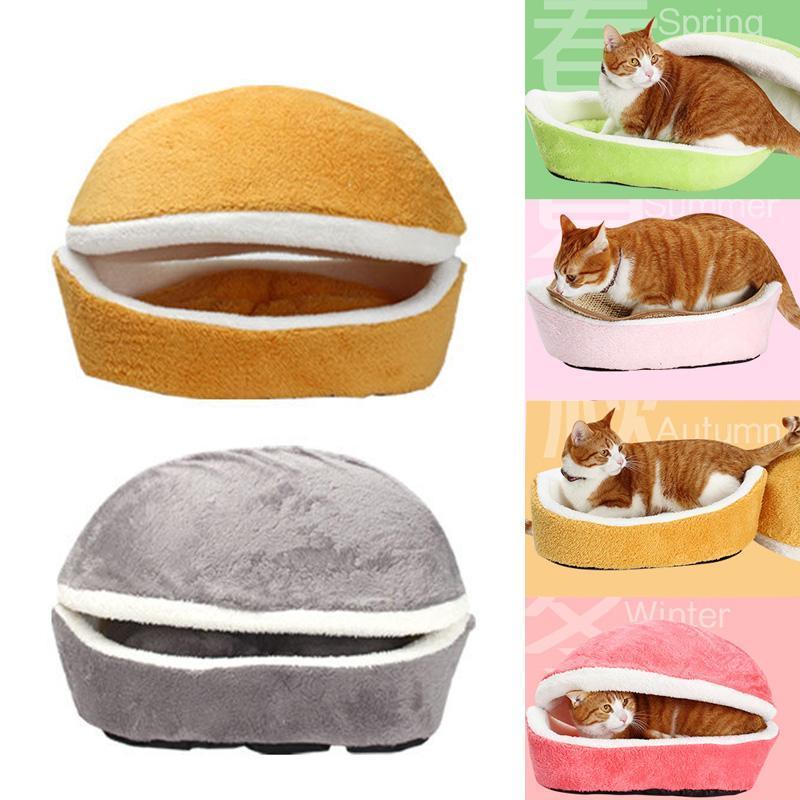 

Cat Sleeping Bag Sofas Mat Removable Hamburger Dog House Short Plush Small Pet Bed Warm Puppy Kennel Nest Cushion Pet Products1