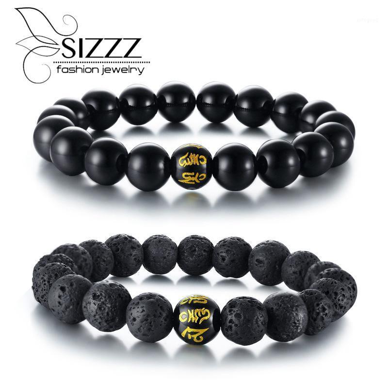

Charm Bracelets Listing Chinese Style Six-word Mantra Black Stone Bracelet&bangles For Men1