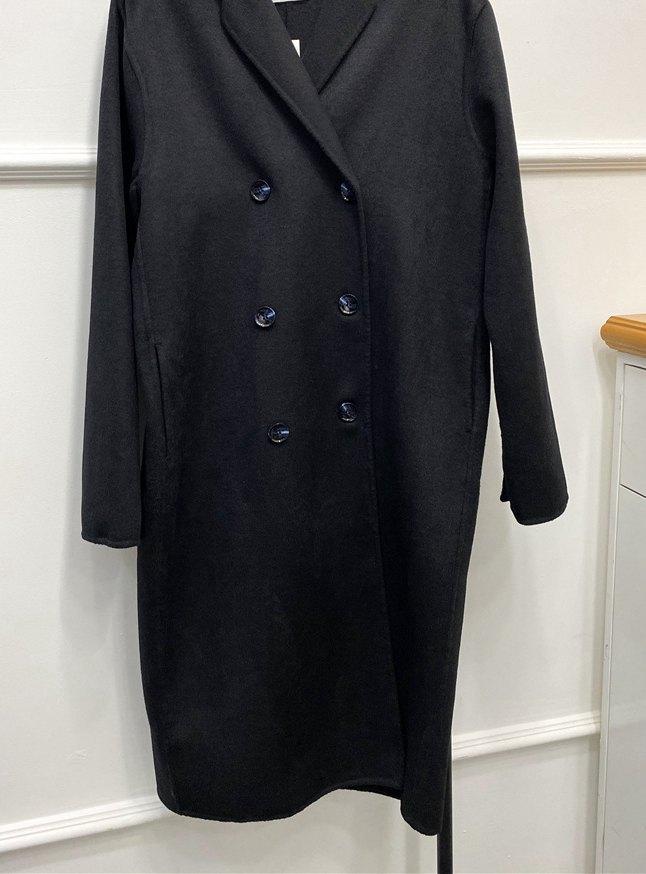 

Women Wollen Trench 2020 Autumn and Winter New All-match Woolen Coat Women's Double-breasted Mid-length Coat, Black