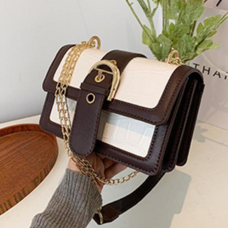 

Crocodile pattern Square Crossbody bag 2021 Fashion New Quality PU Leather Women's Designer Handbag Chain Shoulder Messenger Bag, Black