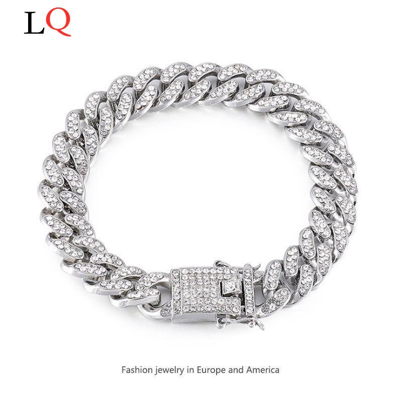 

Bling Iced Out Men's Rapper Bracelet Full Rhinestone Pave With Butterfly Miami Cuban Link Chain Golden Bracelet for Men Jewelry