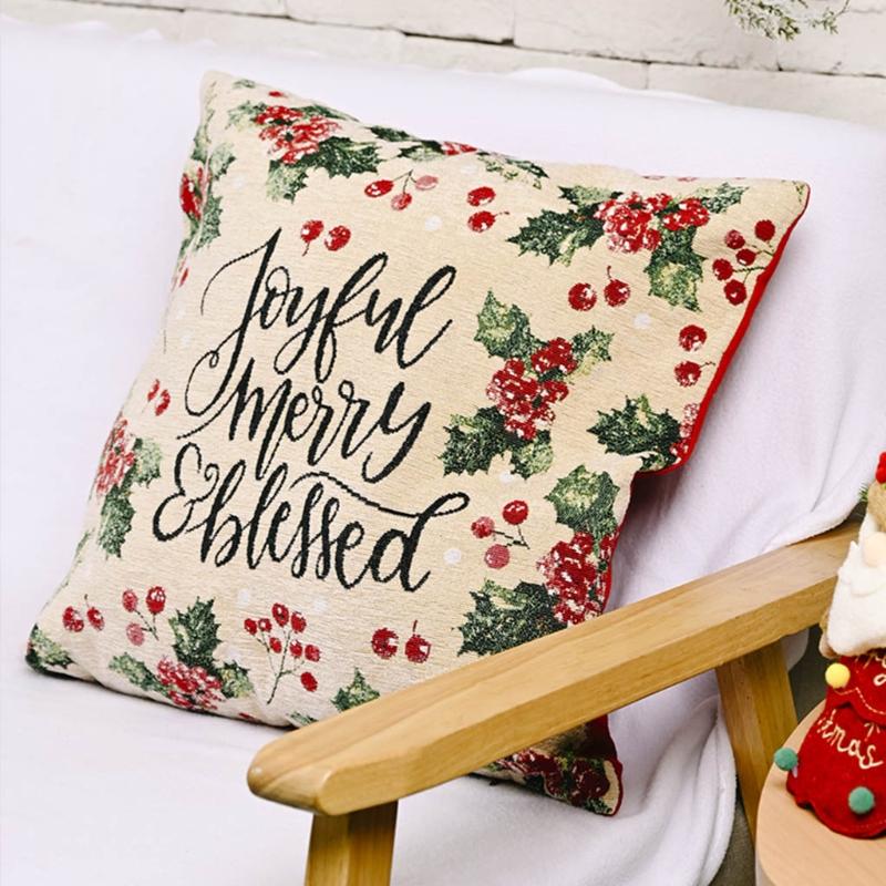 

4pcs Christmas Pillow Cover Linen Throw Sofa Cushion Case Vintage Decorative Home Living Room Decor 18x18 Inches Pillow Case, As pic