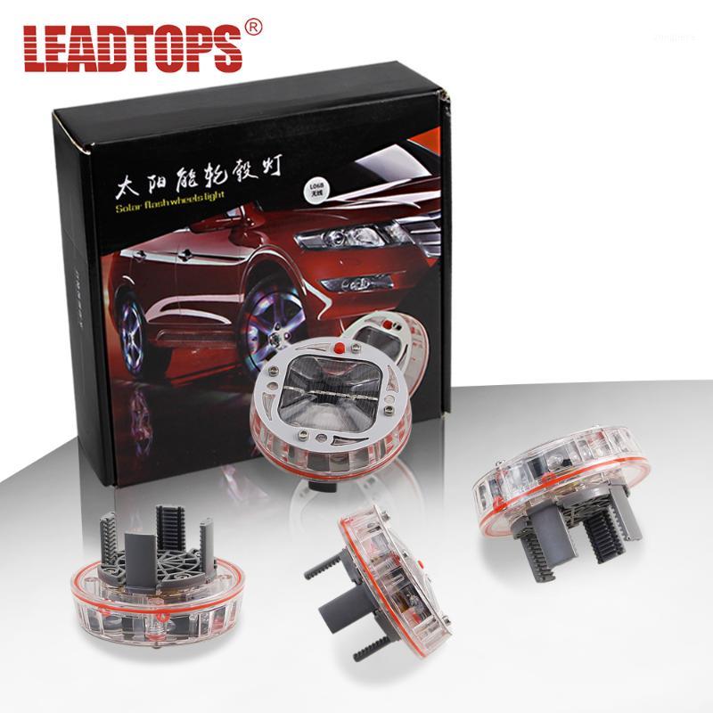 

LEADTPS 4pcs RGB Car Hub lamp Car Auto Solar Power Saving Flash Color Wheer Light Decor Decoration CJ1
