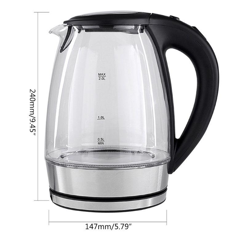 

2L Electric Glass Kettle 2000W Fast Boiling Coffee Pot with Blue LED Light Hot Water Heater EU Plug