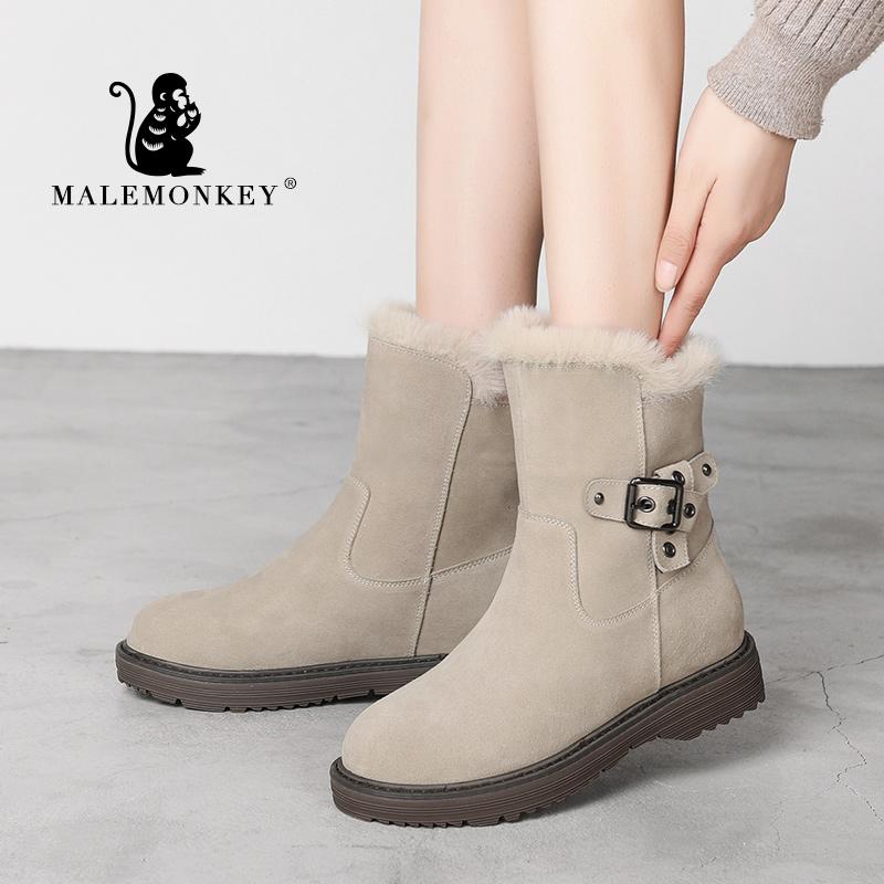 

Women Snow Boots Warm Black 2020 Winter Snow Boots Buckle Female Plush Flats Round Toe Women 942397