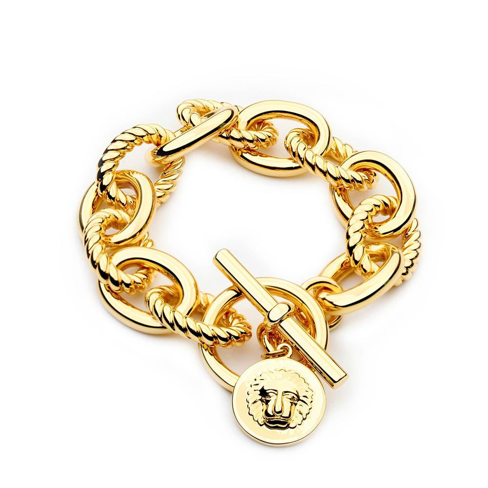 

VAROLE Big Link Chain Bracelet with Lion Head Charm Gold Color Bracelets For Women Fashion Jewelry Gift