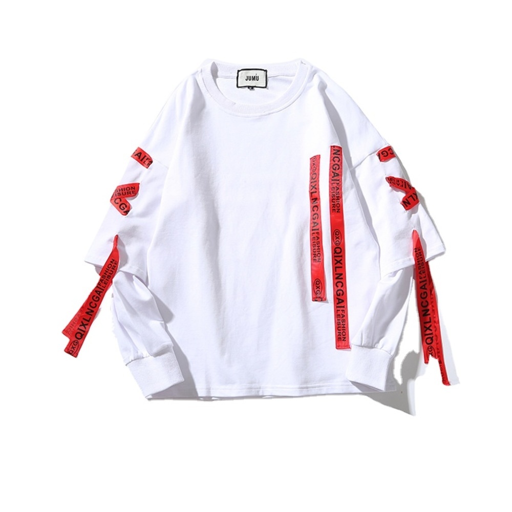 

IHSY141 European American hip-hop streamer hedging couple sweater men spring and autumn loose long-sleeved t-shirts, Black