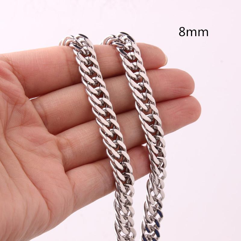 

8mm Wide Man Necklace Male Jewelry Stainless Steel Curb Cuban Link Rapper Chain Necklace 7-40inch Accessory for Man