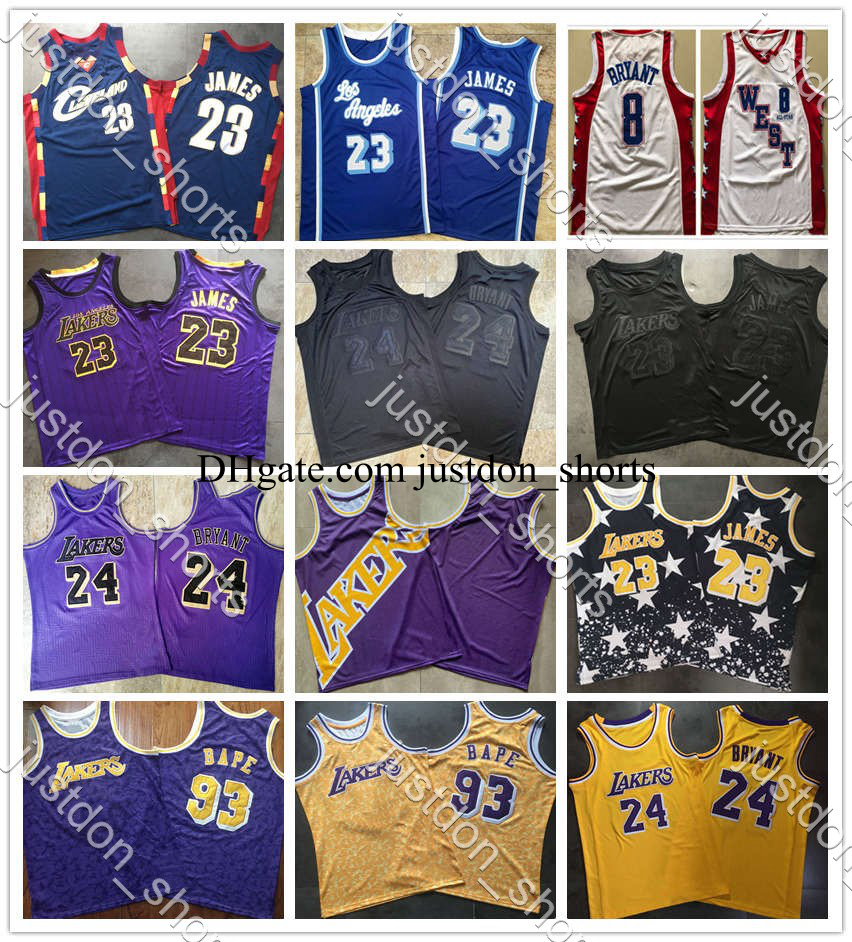 

Men Retro Jerseys Iverson Lebron Durant Doncic Wade Young Carter Curry Morant Allen BAPE Embroidery Mitchell & Ness Swingman Shirts, Black;red