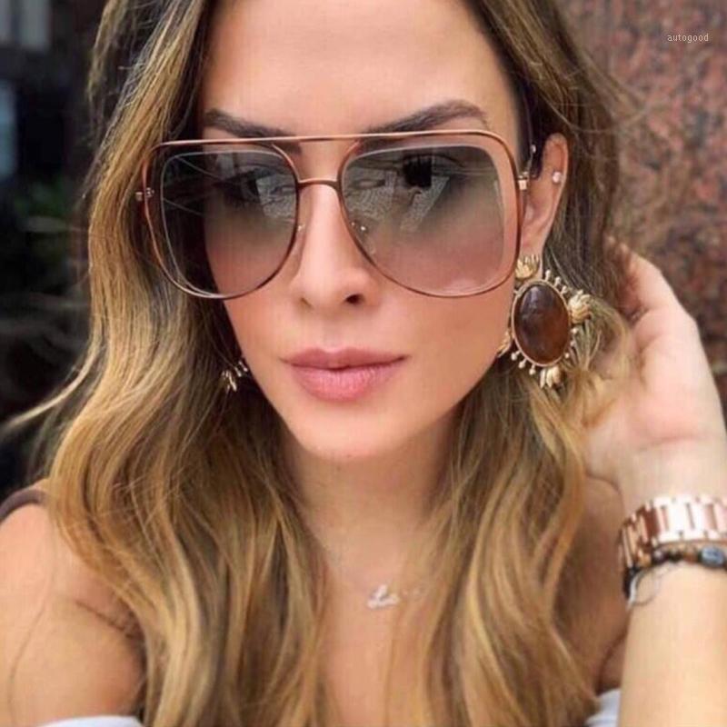 

Sunglasses Oversized Women Fashion Brand Pilot Shadow For Luxury Metal Sun Glasses Ladies Sexy Vintage Oculos1
