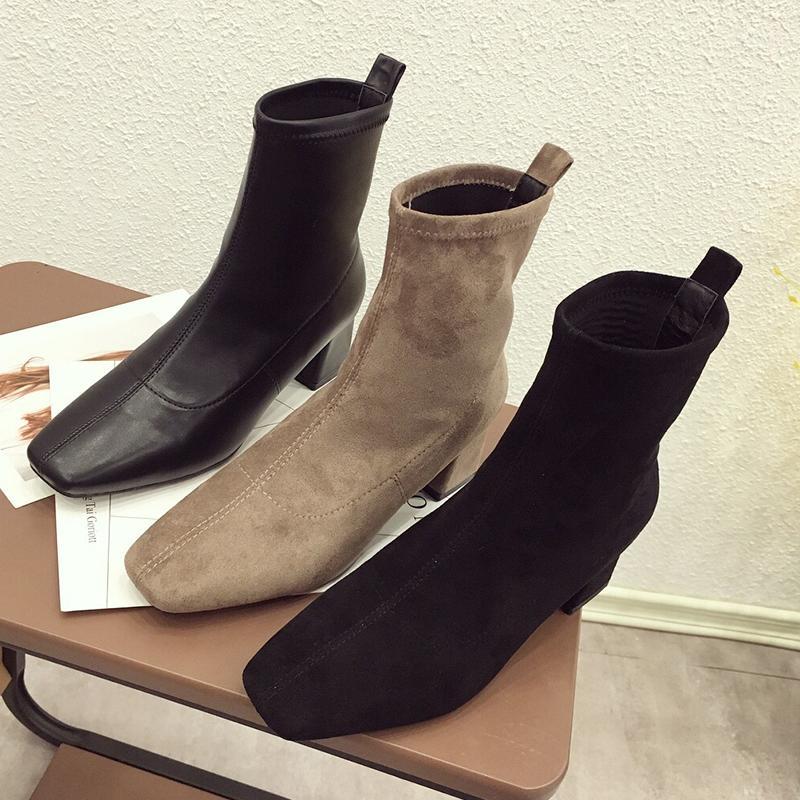 

Ankle Boots For Women Autumn Winter Boots Plus Size Women Square Toe Med Heel Leather Shoes Black Female Botas Mujer1, 6171 white