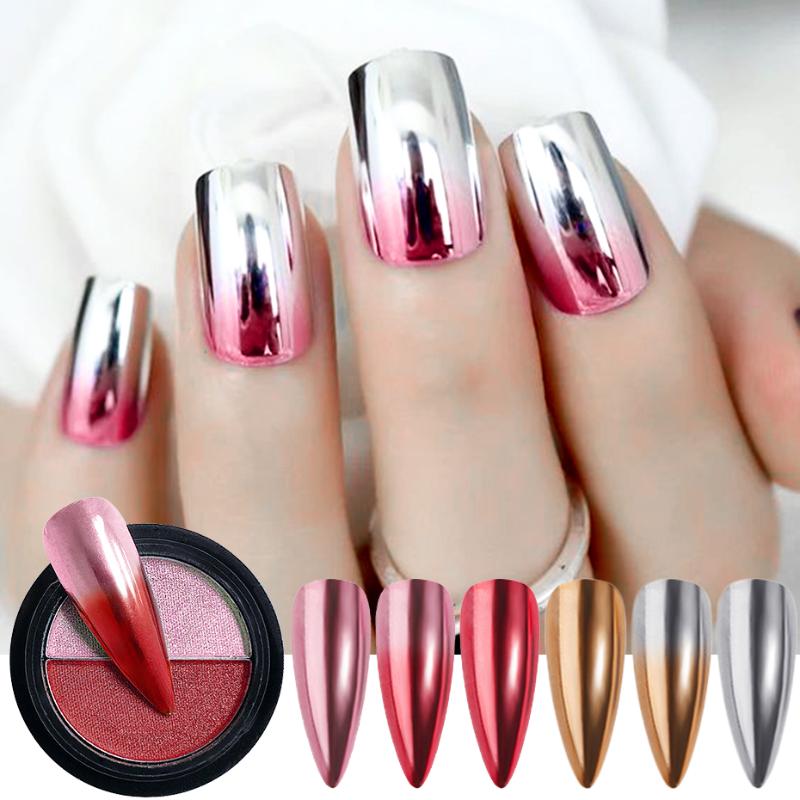 

1 Box 2 Colors Mirror Nails Dipping Powder Holographic Metallic Glitter Nail Chrome Pigment Nail Art UV Gel Dust Decor LES01-12