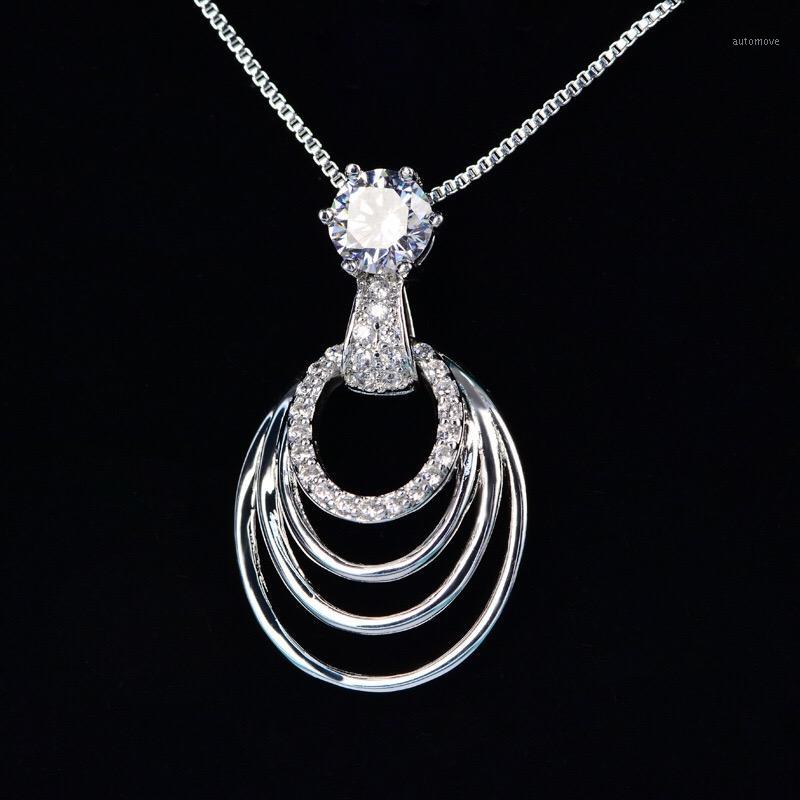 

YPAY8 Fashion 925 sterling silver Ladies Top Quality For Women Golden rose gold three circles Party Details Necklace Jewelry1