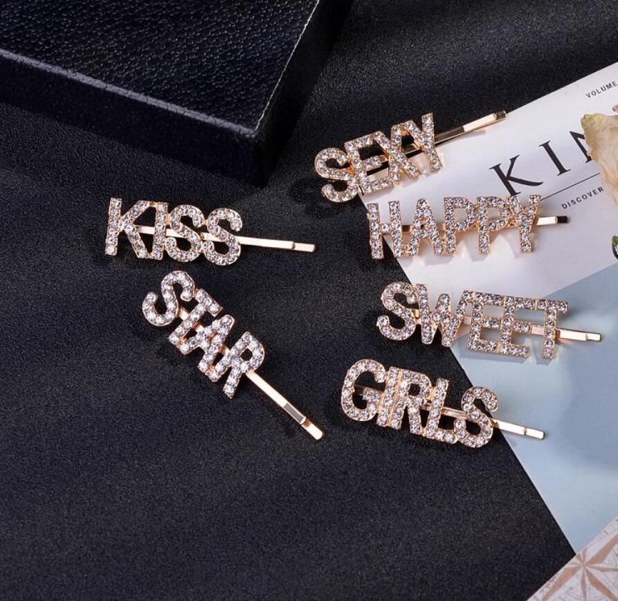 

Crystal Letter Hairpins Rhinestone Hair pins Crystal Shiny Rhinestones Word Letters Hair Clips 12 constellations Diamond Hair Accessories