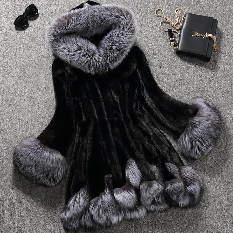 

2021 New arrival plush coats for women faux fur Outwear clothing girls winter spring Coats Fur Collar, Black