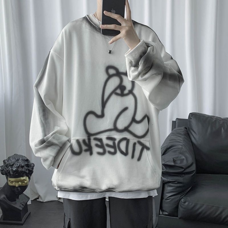 

2021 New 20120 Autumn/new Winter Skinny Monogrammed Bear Imprint Pocket Soft Sweatshirt Fashion Male Youth Wear Y0FQ, Black