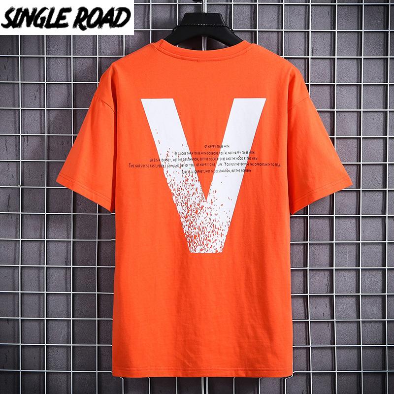 

SingleRoad Man's T-shirt Men 2020 Summer Orange Oversized Hip Hop Harajuku Tshirt Punk Print Japanese Streetwear T Shirt Men, Black t-shirt men