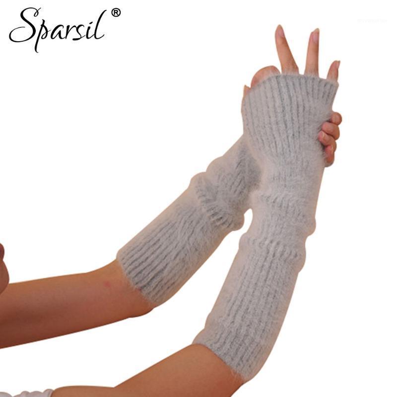 

Women's Mink Cashmere Long Fingerless Gloves Thicken Solid Color Elbow Gloves Soft Warm Autumn Winter Women Fashion Mittens1