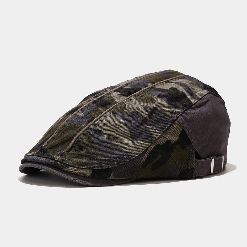 

Men Beret Cotton Camouflage Beret Army Green Blinders Hat Newsboy Hat Spring Flat Peaked Hats Adjustable Driver Hats, Black