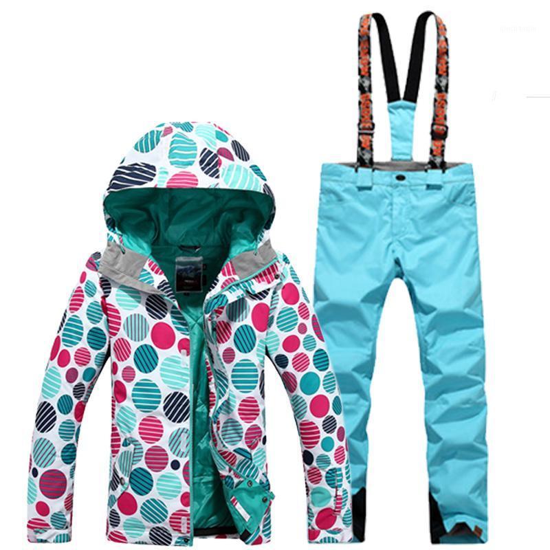 

2020 new high quality ladies ski jacket and pants ski veneer clothes waterproof windproof winter suit suit1, Suit - color 5