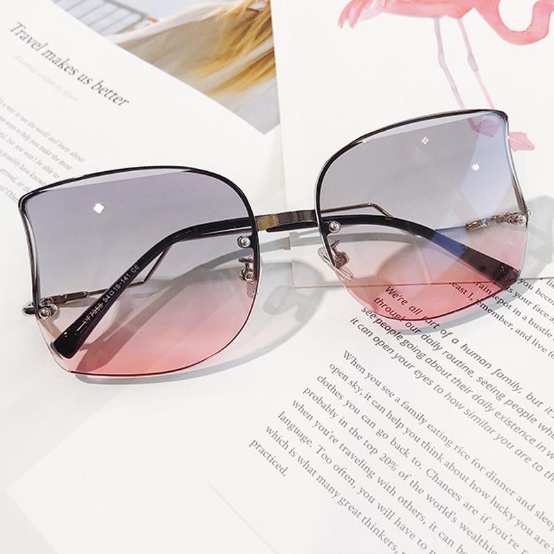 

Sunglasses Chic Bow Shape Alloy Cat Eye For Women 2021 Fashion Half Frame Gradient Elegant Sun Glasses Female Gray Pink Eyewear1