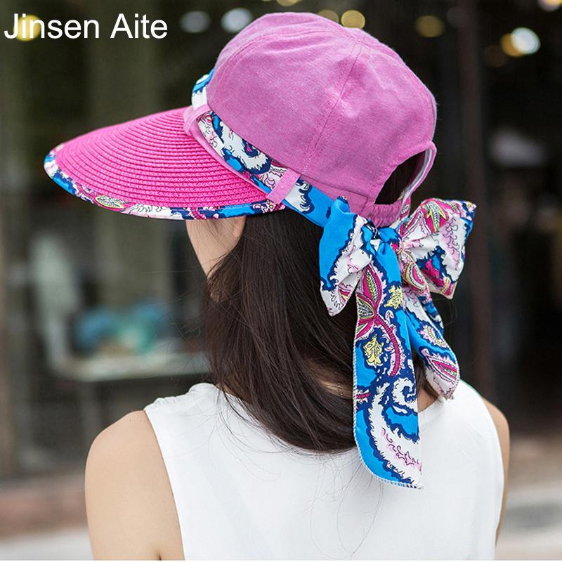 

Wide Brim Hats Fashion Double-sided Wear Bowknot Ladies Summer Sun Hat Beautiful Print Casual Women Beach Large Brimmed, Khaki