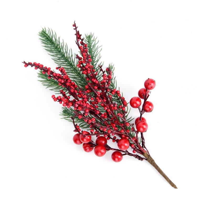 

1pc Artificial Pine Branch Red Fruit Artificial Berry for Christmas Decoration Fake Flower Home Party Decor Flower Arrangement, A1
