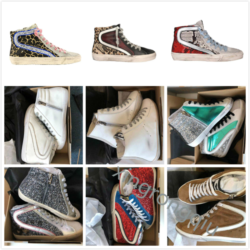 

Golden Slide Star High Shoe Francy Star Top Sneakers Italy Deluxe Brand Classic White Do-old Dirty Goose Designer Man Women Shoes, Star24