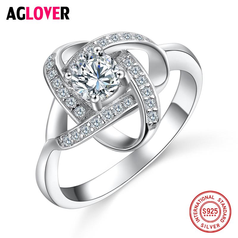 

Cluster Rings 925 Sterling Silver Ring Woman Fashion Charm Crystal Luxury Female Jewelry