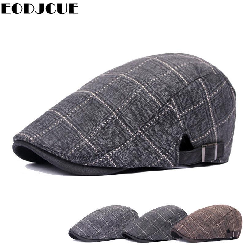 

Berets Fashion Vintage Autumn Winter Hats For Men Women High Quality Casual Plaid Beret Caps Peaky Blinders Casquette, Khaki