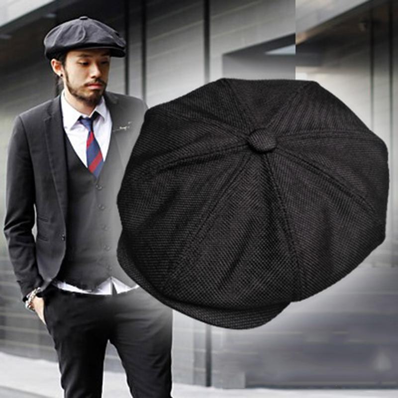 

Black Men's Newsboy Hat Male Beret Men and Women Retro England Visor Big Head Cap Mushroom Hat Berets Caps for Women