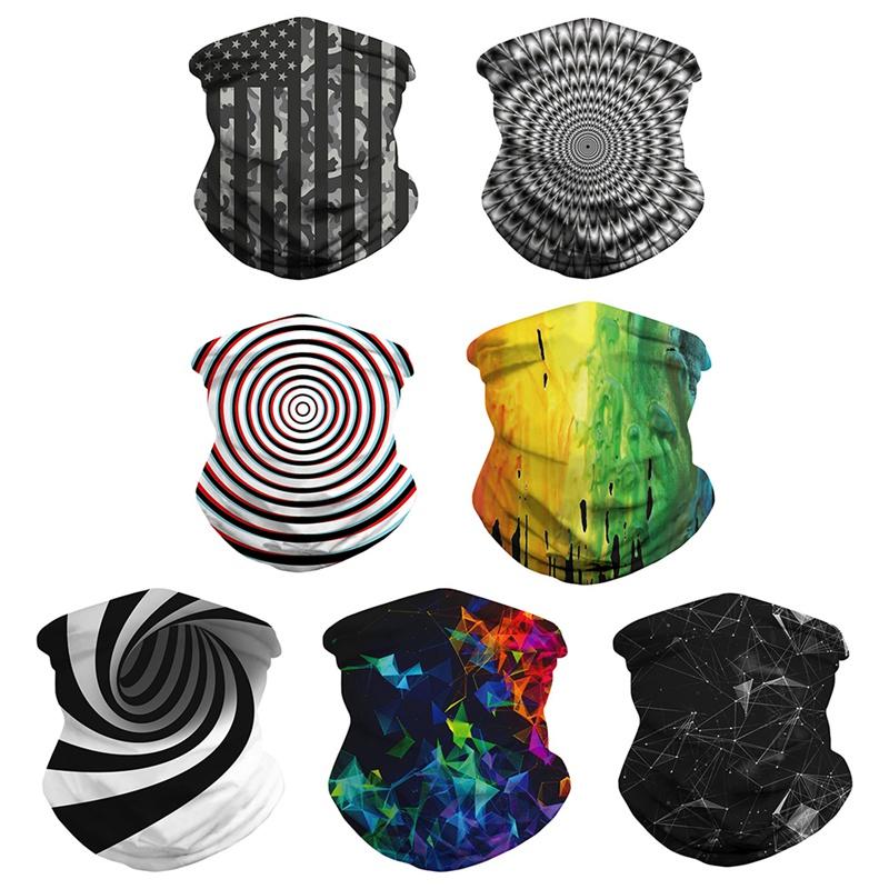 

2021 Printed Carnival Festival Mask Sports Riding Mask No Brim Hat Wristband Scarf