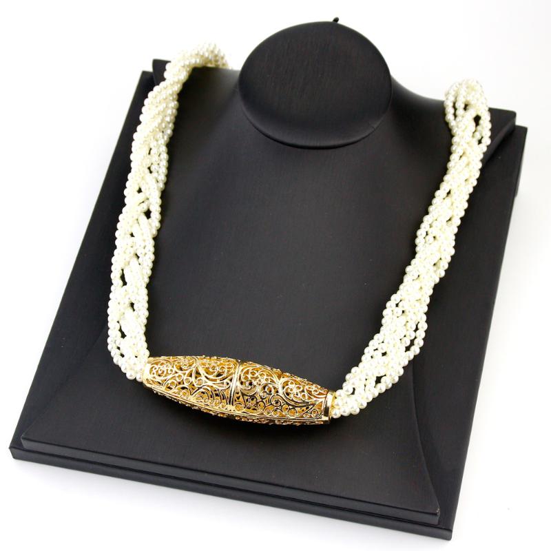 

Chokers Sunspicems 2021 Handwoven Morocco Beads Chain Choker Necklace Gold Color Simulated Pearl African Wedding Jewelry Bride Gift