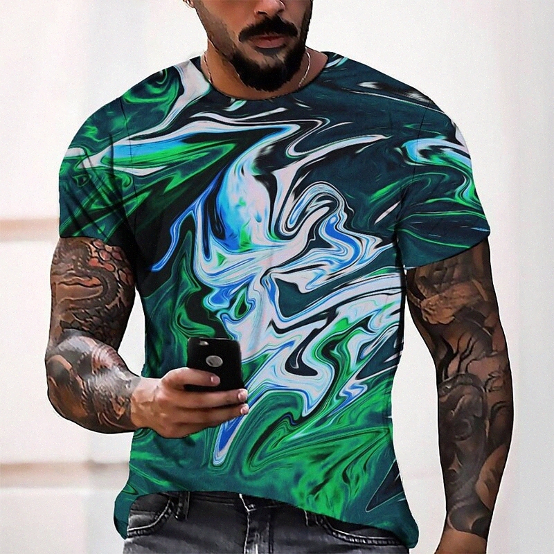 Men's Tee T shirt 3D Print Graphic Round Neck Casual Daily 3D Print Short Sleeve Tops Fashion Designer Cool Comfortable Green 86tE#