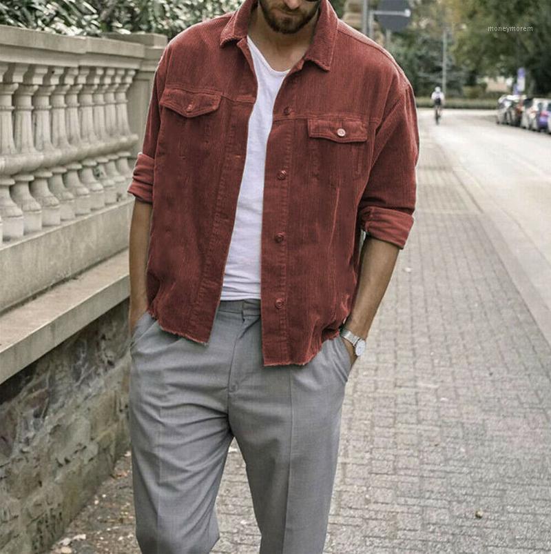 

2020 men jacket spring autumn warm coat men buttons casual jackets corduroy punk coat male clothing outwear plus size1, Gray