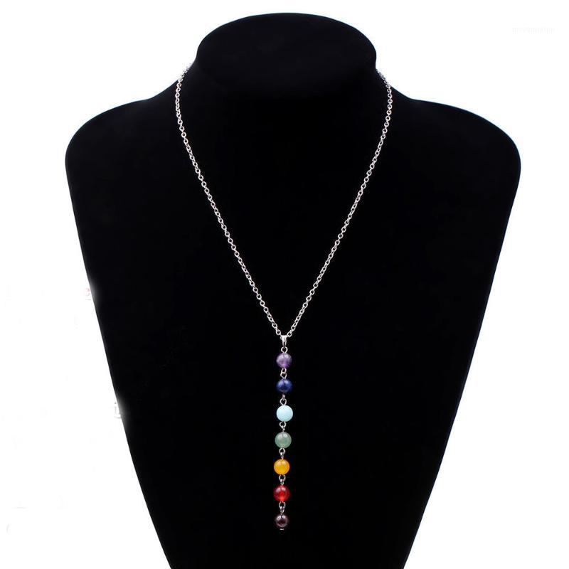 

Wholesale-Durable Fashion Necklace 7 Chakra Beads Pendant Chain Necklace Yoga Reiki Healing Balancing For Women1