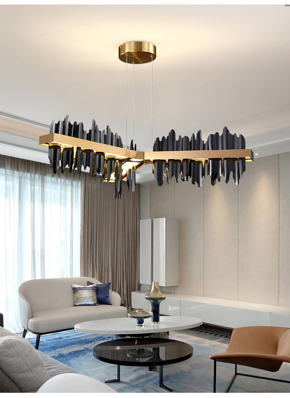 

New chandelier lighting kitchen island Iceberg simple design LED hanging lamp steel light fixtures