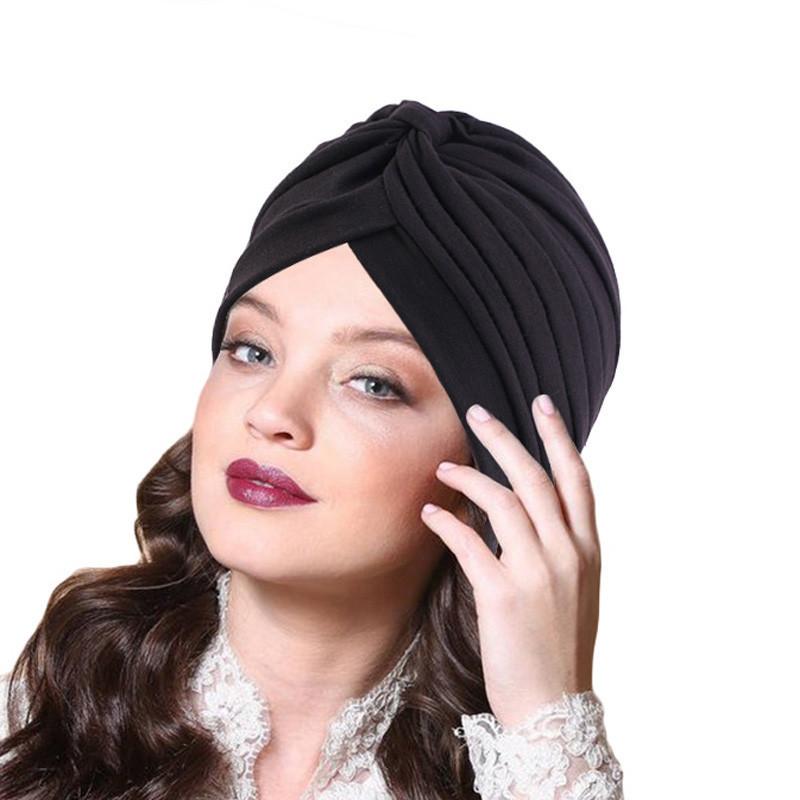 

2021 Women Crinkle Twist Turban Hat Muslim Underscarf Cotton Turbante Islamic Hijab Headscarf Bonnet Arab Headwraps Cap