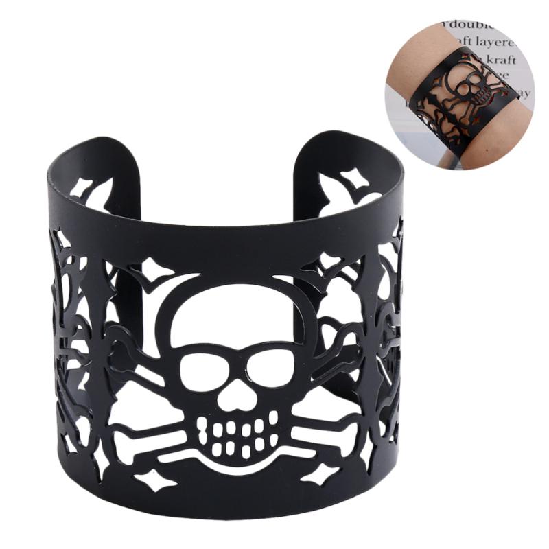 

Charm Bracelets Retro Open Bracelet Ghost Head Patterned Bangle Hollow-out Wristband