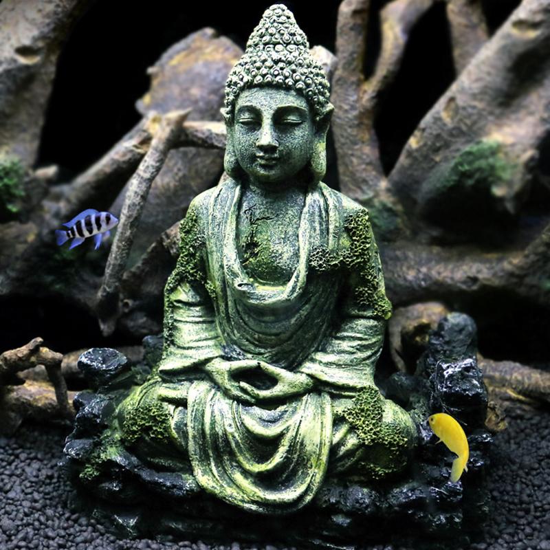 

Resin Artificial Ancient Buddha Statue Aquarium Decoration Home Fish Tank Sitting Statue Stone Ornament Fish Reptile Hiding Rock