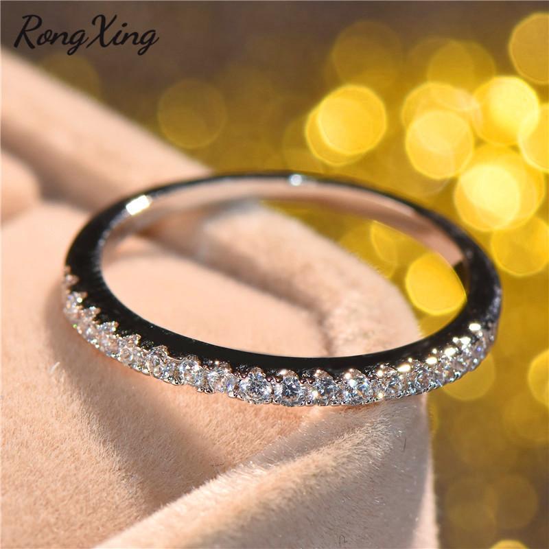

RongXing Small Round Zircon Gold Color/Rose Gold Color Rings For Women Wedding White/Yellow/Rose Filled Shining Stone Ring