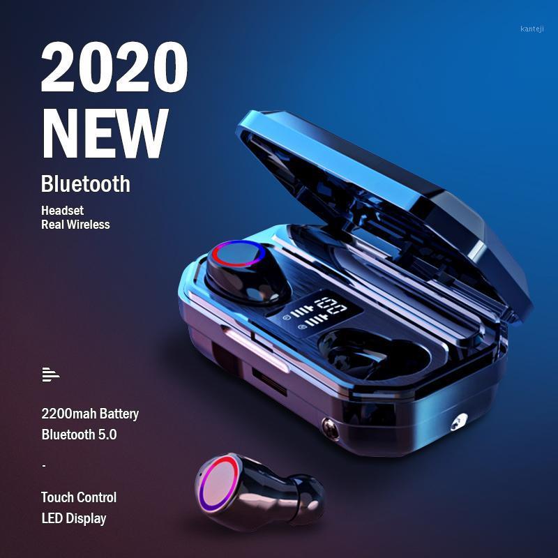 

KUGE Wireless Bluetooth Earphone HD Stereo Headphone Sports Headset With Dual Mic and LED Display 2000Ah Battery Charge Case1, White